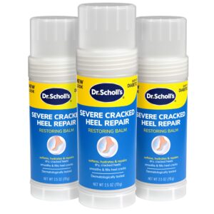 Dr. Scholl’s Severe Cracked Heel Repair Restoring Balm 2.5oz, with 25% Urea for Dry, Cracked Feet, Heals and Moisturizes for Healthy Feet, Epsom Salt Soothes, Safe for Diabetics, 3-pack