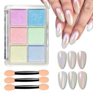 Chrome Nail Glitter Powder Set Metallic Mirror Chrome Powder for Nails> Gold Rose Gold Blue Mutil Colors Palette Nail Pigment Powder Manicure Nail Art Decorations 6 Colors