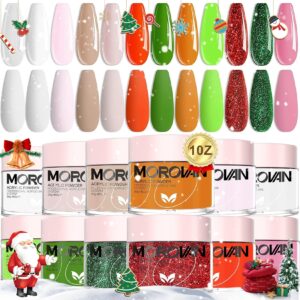 Morovan Acrylic Powder Set – 12 Colors Acrylic Nail Powder Professional Red and Green Nail Powder for Beginners DIY Acrylic Nail Extension Carving
