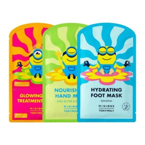 TONYMOLY X MINIONS Hand mask> Foot mask> hair mask trio – set of 3> 2.1 oz.