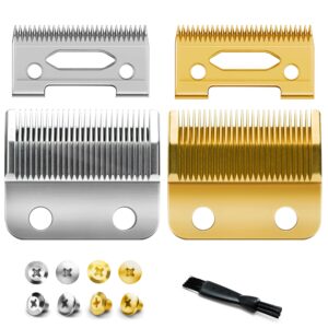 Fit for Wahl Clippers Replacement Blade, Professional Precision 2 Hole Adjustable Hair Trimmer Parts Gold Silver Blades Compatible with Wahl 5 Star Series, Super Taper, Magic Clip Clipper, 2pack