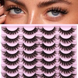Mink Lashes Volume Russian Mink Lashes Extension 17mm Wispy False Eyelashes 6D D-Curl Russian Strip Lashes Pack by Kiromiro