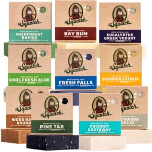 Dr. Squatch Natural Bar Soap for Men Variety Gift Set – Cold Process No Harsh Chemicals – Rainforest Rapids, Fresh Falls, Coconut Castaway, Wood Barrel Bourbon, Pine Tar & more (5 oz, 10-Pack)