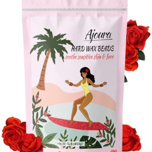 Ajoura 1lb Hard Rose Wax Beans for Full Body Hair Removal – Bikini, Face, Eyebrow, Back, Chest, Legs, Armpit, Upper Lip, Refill for Wax Warmer Kit (Pink)
