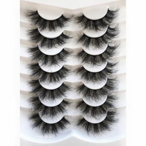 Pooplunch False Eyelashes Faux Mink Lashes Fluffy Long 8D Fake Eye Lashes 7 Pairs Pack