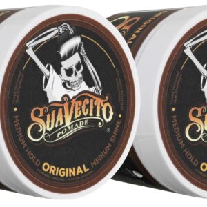 Suavecito Pomade Original All Day Hold for Hairstyles for Men, Medium Shine Water Based Wax Like Flake Free Gel, Easy To Wash Out, 8 Oz, Pack of 2