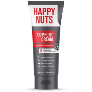 HAPPY NUTS Comfort Cream Deodorant For Men: Anti-Chafing Sweat Defense, Odor Control, Aluminum-Free Mens Deodorant & Hygiene Products for Men’s Private Parts 3.4oz, Original