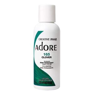 Adore Semi Permanent Hair Color – Vegan and Cruelty-Free Green Hair Dye – 4 Fl Oz – 165 Clover (Pack of 1)