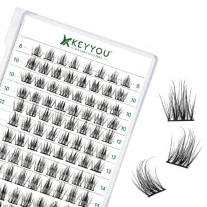 Lash Clusters 96pcs Individual Lashes D Curl 10-18MIX Eyelash Clusters KEYYOU Volume Wispy Lash Extension Soft&Comfortable Easy DIY at Home(Y15,D-10-18MIX)