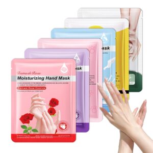 LZYLLS 6 Pairs Hand Masks Moisturizing Gloves> Hydrating Hand Mask Moisturizer Gloves Care for Dry Cracked Hands> Smooth Long Lasting Soft Firming Hand Mask Gift Set for Men Women（D