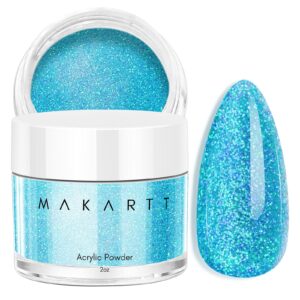 Makartt Acrylic Powder 2Oz Blue Green Glitter Acrylic Nail Supplies DIY Nail Art For Beginner Acrylic Nail Powder For Nail Extension Carving Salon At Home Fall Color Aquamarine Bliss