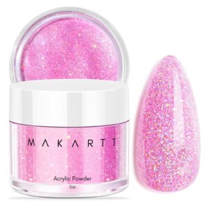 Makartt Acrylic Powder 2Oz Pink Glitter Acrylic Nail Powder DIY Nail Art For Beginner Acrylic Nail Powder For Nail Extension Carving Salon At Home Fall Colorful Sweetheart Shine