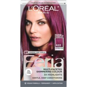 L’Oreal Paris Feria Multi-Faceted Shimmering Permanent Hair Color, 622 Fuchsia-cha, Pack of 1 Hair Dye Kit