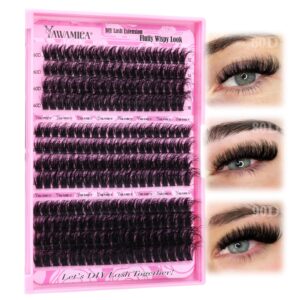 Yawamica Fluffier Eyelash Clusters Wispy Lash Extension 60D+80D+90D Thick Volume Individual Lashes 12-18mm Cluster Lashes D Curly Cluster Eyelash Extensions 240pcs DIY Lash by Self