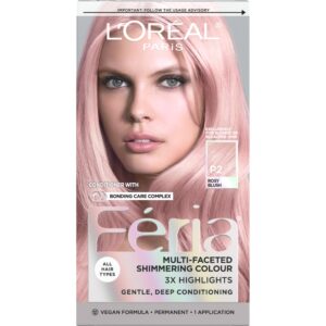 L’Oreal Paris Feria Multi-Faceted Shimmering Permanent Hair Color, P2 Rosy Blush (Smokey Pink)