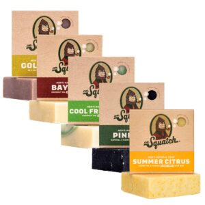 Dr. Squatch Natural Bar Soap for Men – Cold Process Soap with No Harsh Chemicals – Summer Citrus, Cool Fresh Aloe, Gold Moss, Bay Rum & Pine Tar (5 oz, 5-Pack)