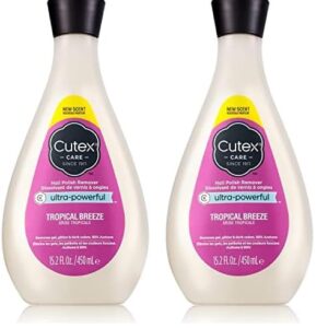 Cutex Gel Nail Polish Remover, Ultra-Powerful & Removes Glitter and Dark Colored Paints, Tropical Breeze Scent, 15.2 Fl Oz (Pack of 2)