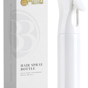 BeautifyBeauties Hair Spray Bottle – Ultra Fine Continuous Water Mister for Hairstyling, Cleaning, Plants, Misting & Skin Care (White, 6.8 Ounces)