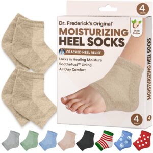 Dr. Frederick’s Original Moisturizing Heel Socks for Cracked Heel Treatment – 2 Pairs – Socks for Dry Feet – Cracked Skin Repair & Overnight Hydration – Foot Care for Women & Men – Shea Butter