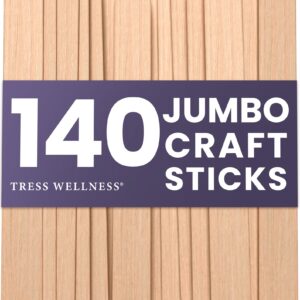 Tress Wellness Craft Sticks for Hair Removal, Premium Splinter-Free Wooden Sticks for Waxing, Wax Stick for Body and Face Waxing, 140 Craft Sticks