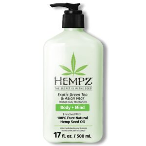 HEMPZ Body Lotion – Green Tea & Asian Pear Daily Moisturizing Cream, Shea Butter Body Moisturizer – Skin Care Products, Hemp Seed Oil – Large
