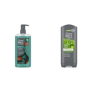 DOVE MEN + CARE Eucalyptus + Cedar Oil Body Wash 26 oz + Extra Fresh Body Wash and Face 13.5 oz Bundle for Healthier Skin