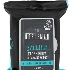 The Nobleman Men’s Cooling Face + Body Cleansing Wipes, Eucalyptus – 30 Count