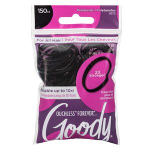 Goody Ouchless Womens Polyband Elastic Hair Tie – 150 Count, Black – Fine Hair – Hair Accessories to Style With Ease and Keep Your Hair Secured – Perfect for Fun and Unique Hairstyles – Pain-Free