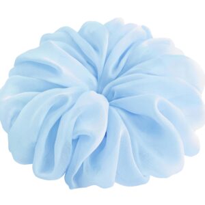 38 Colors Available, Big Scrunchies for Hair, Soft Cheer Chiffon large Ponytail Holder, Cute Birthday Gift for Women Girl Teen, Holiday Accessory (Chiffon Baby Blue)