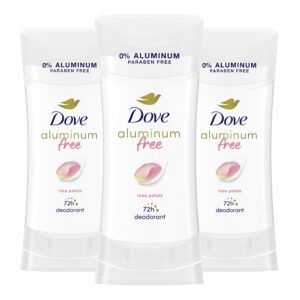 Dove Aluminum Free Deodorant for Women 3 Count Rose Petals 72 hour odor protection 2.6 oz