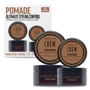 American Crew Men’s Hair Pomade, Like Hair Gel with Medium Hold & High Shine, Travel Size, Duo Gift Set