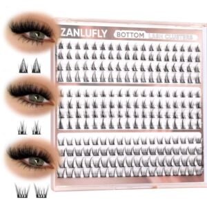 ZANLUFLY Natural Lower Lashes DIY Cluster Eyelash Extension – Wispy Bottom Lash Clusters 5-8MM, 3 Styles