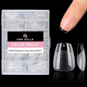 UNA GELLA 504PCS Extra Short Gel Nail Tips Coffin Shape – Pre Etched Glue On Fake Nails No C Curve For Women Acrylic Press On Nail Extension Full Cover At Home