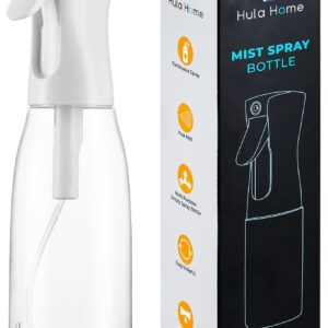 Hula Home Spray Bottle for Hair (20oz/590ml) – Powered by Flairosol® Spray Technology – Continuous Ultra Fine Mist Sprayer – For Hairstyling, Cleaning, Salons, Plants, Essential Oil & More – White