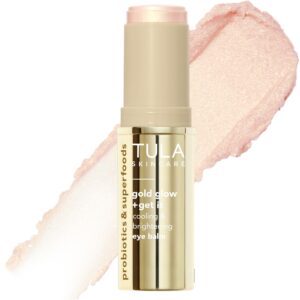 TULA Skin Care Eye Balm Gold Glow – Dark Circle Treatment, Instantly Hydrate and Brighten Undereye Area, Portable and Perfect to Use On-the-go, 0.35 oz.