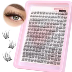 Wispy Lash Clusters Natural Cluster Lashes 180Pcs 9-12MM Individual Eyelash Extensions Short Wispy C Curvature Eyelash Clusters Lashes Super Thin Band by PHKERATA, 9-12MM