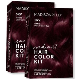 Madison Reed Radiant Hair Color Kit, Dark Garnet Red for 100% Gray Coverage, Ammonia-Free, 5RV Rimini Garnet, Permanent Hair Dye, Pack of 2