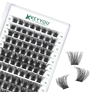 Lash Clusters 96pcs Individual Lashes D Curl 10-18MIX Eyelash Clusters KEYYOU Volume Wispy Lash Extension Soft&Comfortable Easy DIY at Home(Y23,D-10-18MIX)