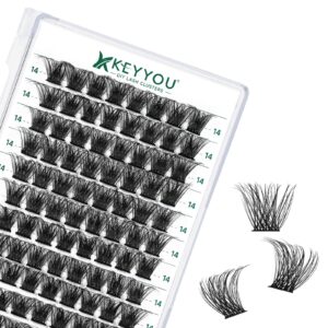 Lash Clusters 96pcs Individual Lashes D Curl 12mm Eyelash Clusters KEYYOU Volume Wispy Lash Extension Soft&Comfortable Easy DIY at Home(Y23,D-12mm)