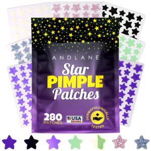 280Pcs Star Pimple Patches for Face – Hydrocolloid Acne Blemish Pimple Patches Cute Stars – Glitter, Regular, Glow in the Dark, Translucent 7 Colors, 3 Sizes Zit Stickers