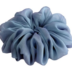 38 Colors Available, Big Scrunchies for Hair, Soft Cheer Chiffon large Ponytail Holder, Cute Birthday Gift for Women Girl Teen, Holiday Accessory (Chiffon Blue Purple)