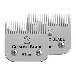 2 Packs 2# Detachable Replacement Ceramic Blades set,Compatible with Andis/oster Classic 76/Star-Teq/Power-Teq/A5 Clipper,Cut Length 1/4″(6.3 mm)