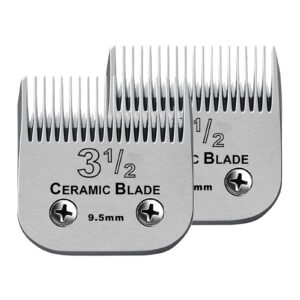 2 Packs 3-1/2 Detachable Replacement Ceramic Blades set,Compatible with Andis/oster Classic 76/Star-Teq/Power-Teq/A5 Clipper,Cut Length 3/8″（9.5MM）