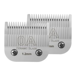 2 Packs 0A Detachable Replacement Ceramic Blades,Compatible with Andis/oster Classic 76/Star-Teq/Power-Teq/A5 Clipper,Cut Length 3/64″(1.2mm)