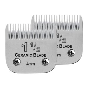 2 Packs 1-1/2 Detachable Replacement Ceramic Blades set,Compatible with Compatible with Andis/oster Classic 76/Star-Teq/Power-Teq/A5 Clipper,Cut Length 5/32″(4mm)