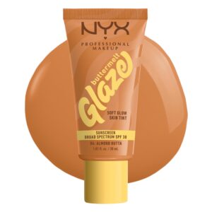 NYX PROFESSIONAL MAKEUP Buttermelt Glaze Soft Glow Skin Tint + SPF 30, Up To 12HR Wear, 04 Almond Butta