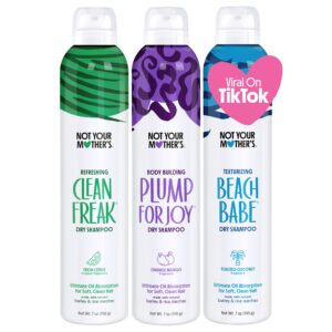 Not Your Mother’s Dry Shampoo Assortment (3-Pack) – 7 oz – Clean Freak, Plump for Joy, Beach Babe Dry Shampoos – Instantly Absorbs Oil in Hair