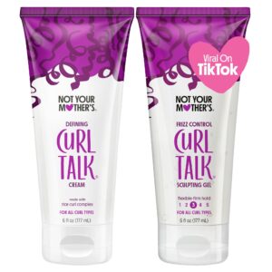 Not Your Mother’s Curl Talk Frizz Control Sculpting Gel & Defining Cream (2-Pack) – 6 fl oz – Formulated with Rice Curl Complex – All Curly Hair Types