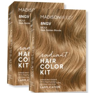 Madison Reed Radiant Hair Color Kit, Dark Champagne Blonde for Superior Gray Coverage, Ammonia-Free, 8NGV Sicily Blonde, Permanent Hair Dye, Pack of 2