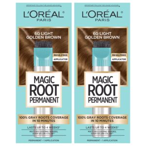 L’Oréal Paris Magic Root Permanent Hair Color, 10 Minute Hair Dye Kit to Rescue Roots with 100% Gray Hair Coverage, Light Golden Brown, 2 Pack (Packaging May Vary)